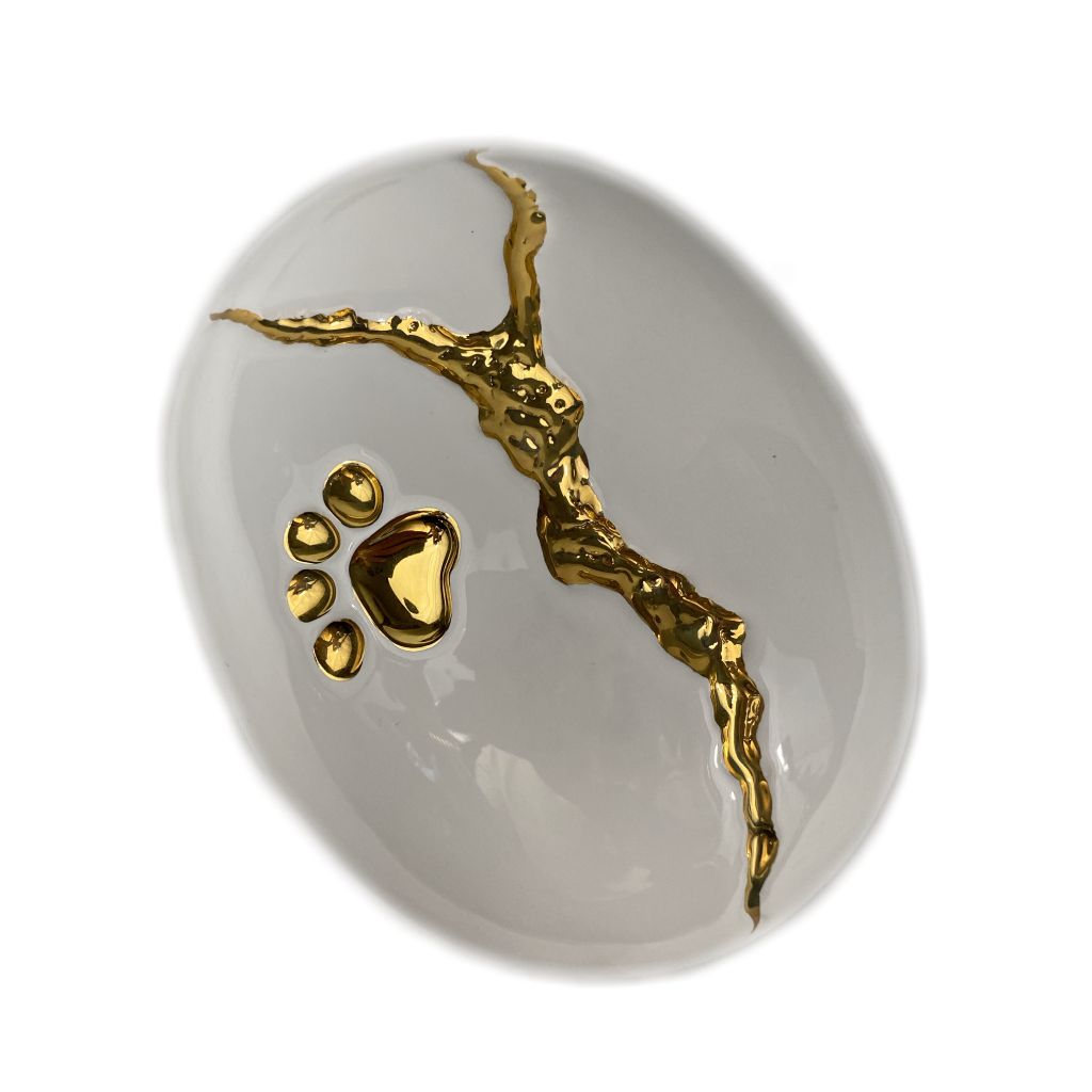 Kintsugi Ceramic Gold Filled Egg With Paw Print