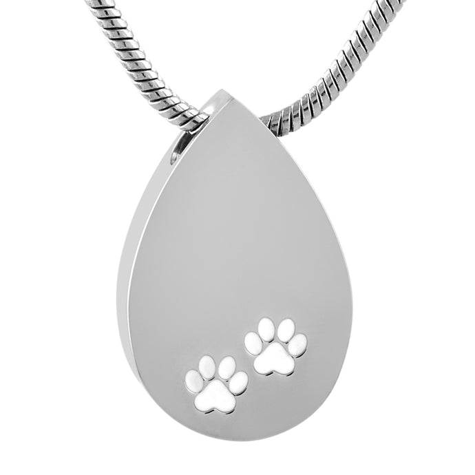 Teardrop With Paw Prints Pendant
